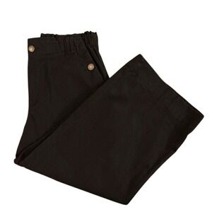 Democracy Women Black Button Detail Wide Leg Cropped Pants Size 14